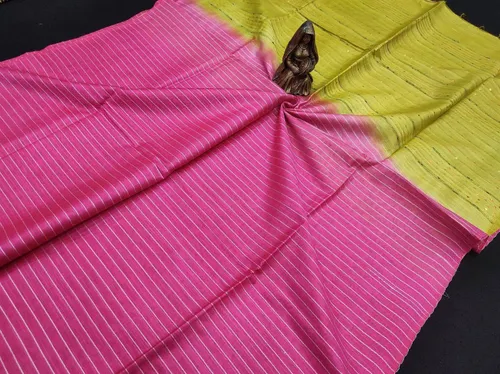 Soft Kota Dual Shade Saree with Steple Stripes & Sequin Pallu